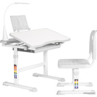 Парта Anatomica Avgusta + стул + выдвижной ящик + светильник + подставка (белый/серый)