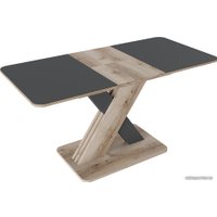 Кухонный стол Трия Люксембург тип 1 (дуб делано/серый/стекло серое матовое)