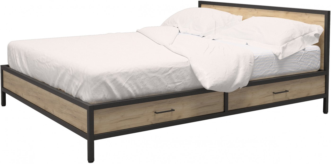 

Кровать Millwood Neo Loft КМ-3.8 Л 207x190x81 (дуб золотой Craft/металл черный)