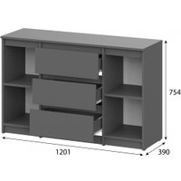 Тумба Mio Tesoro Денвер 3 ящика (графит серый)