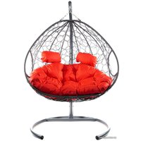 Подвесное кресло M-Group Для двоих 11450306 (серый ротанг/красная подушка)