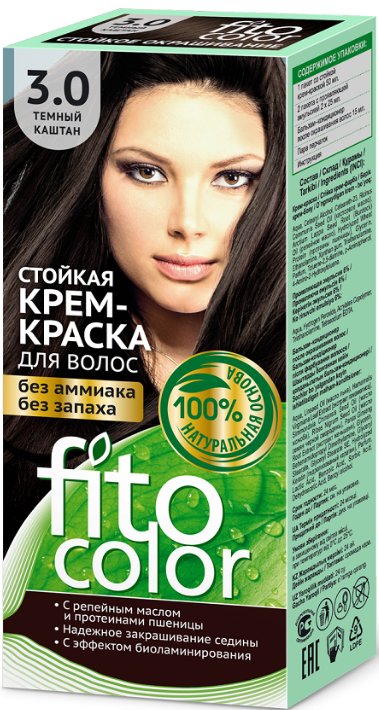 

Крем-краска для волос Фитокосметик Fitocolor 3.0 темный каштан 115 мл