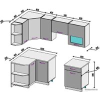 Готовая кухня ВерсоМебель Эко-5 1.2x2.1 левая (антрацит/красный чили)