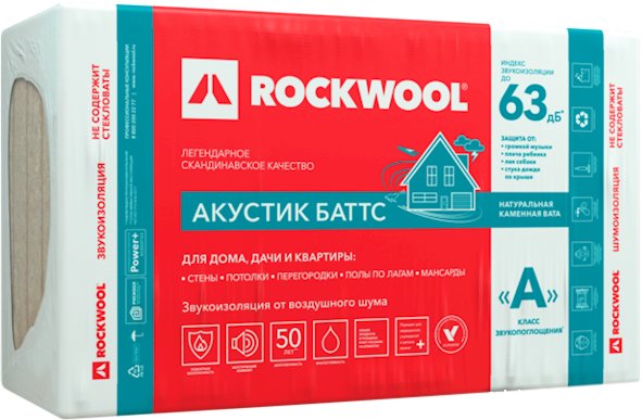 

Теплоизоляция Rockwool Акустик Баттс 1000x600x100 мм