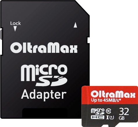 

Карта памяти OltraMax Elite OM032GCSDHC10UHS-1-ElU1 microSDHC 32GB (с адаптером)