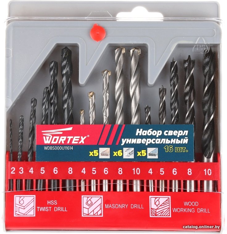 Набор сверл Wortex WDBS000U11614 (16 предметов)