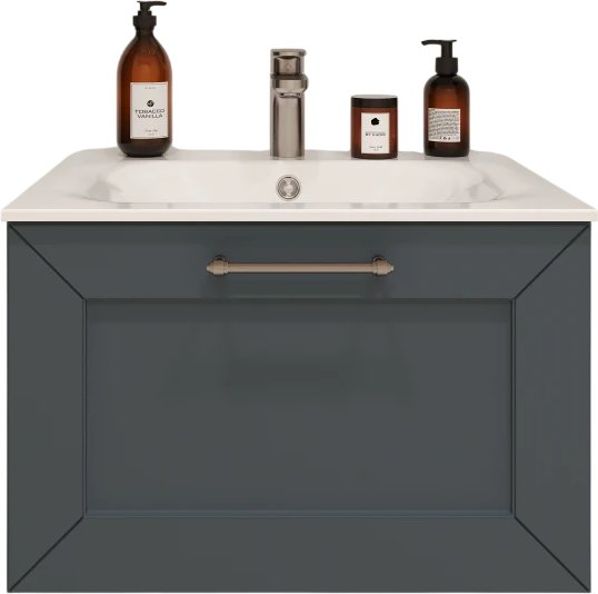TERMINUS Тумба с умывальником Виктория 60x38x45 с 1 ящиком VIC10601703101O (серый шелк)