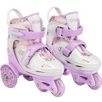 Роликовые коньки Cosmoride Honey + набор защиты (р-р 31-34, белый/фиолетовый)