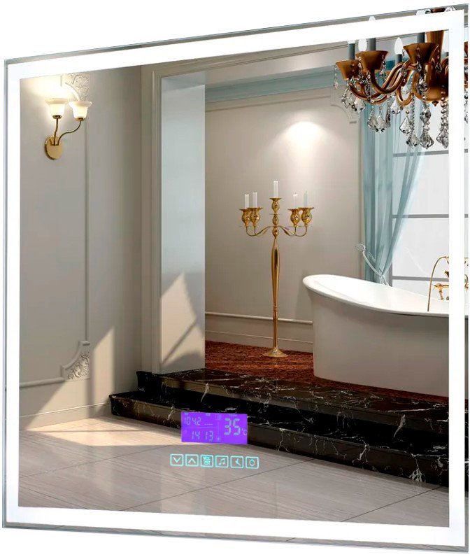 Пекам Зеркало Greta 90x80 greta-90x80M (с подсветкой, с многофункциональной панелью)