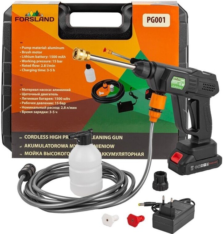 

Мойка высокого давления Forsland PG001 (с 1-им АКБ, кейс)