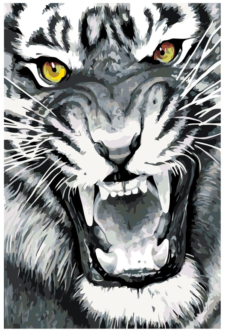 

Картина по номерам SLAVINA Рычащий тигр A395