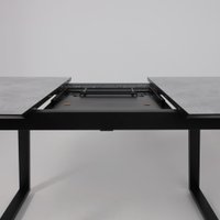 Кухонный стол Lepremo AV 1208 HPL+МДФ раздвижной 1200-1600x800 (мрамор марквина синий/черный)