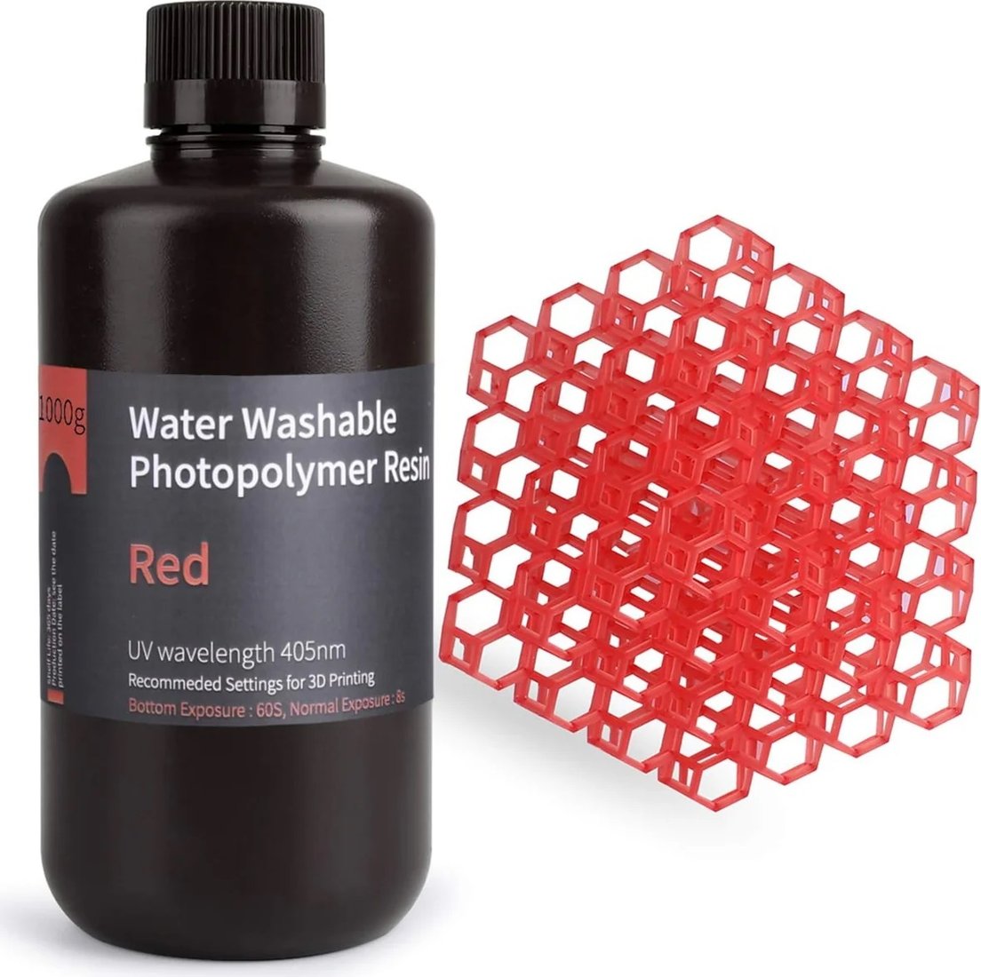 

Фотополимер Elegoo Water Washable 1кг (красный)