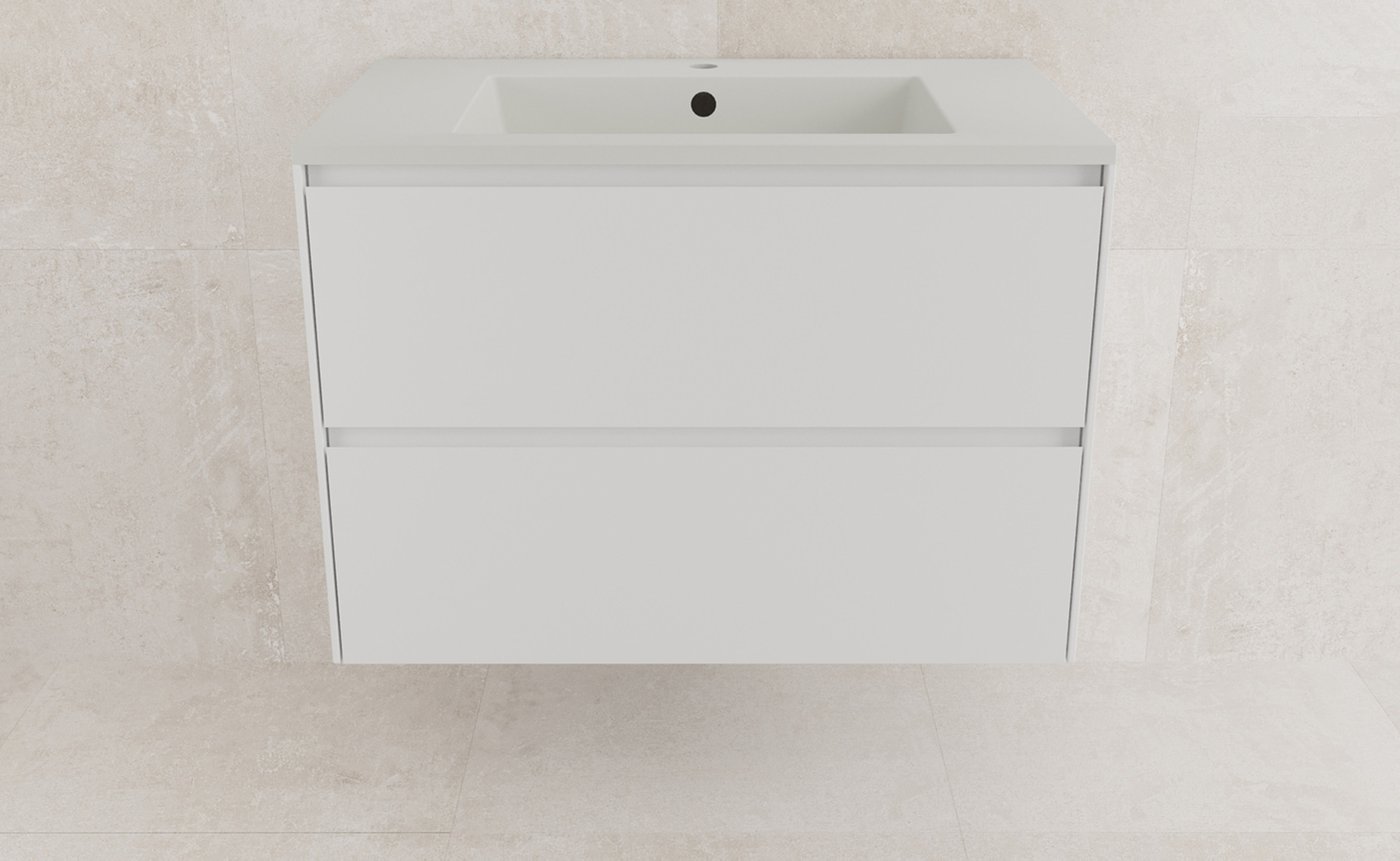 Symbolite Тумба с умывальником Лима 80 Line Plus 2 ящика + Line 80x48 (подвесная, белый матовый/жасмин)