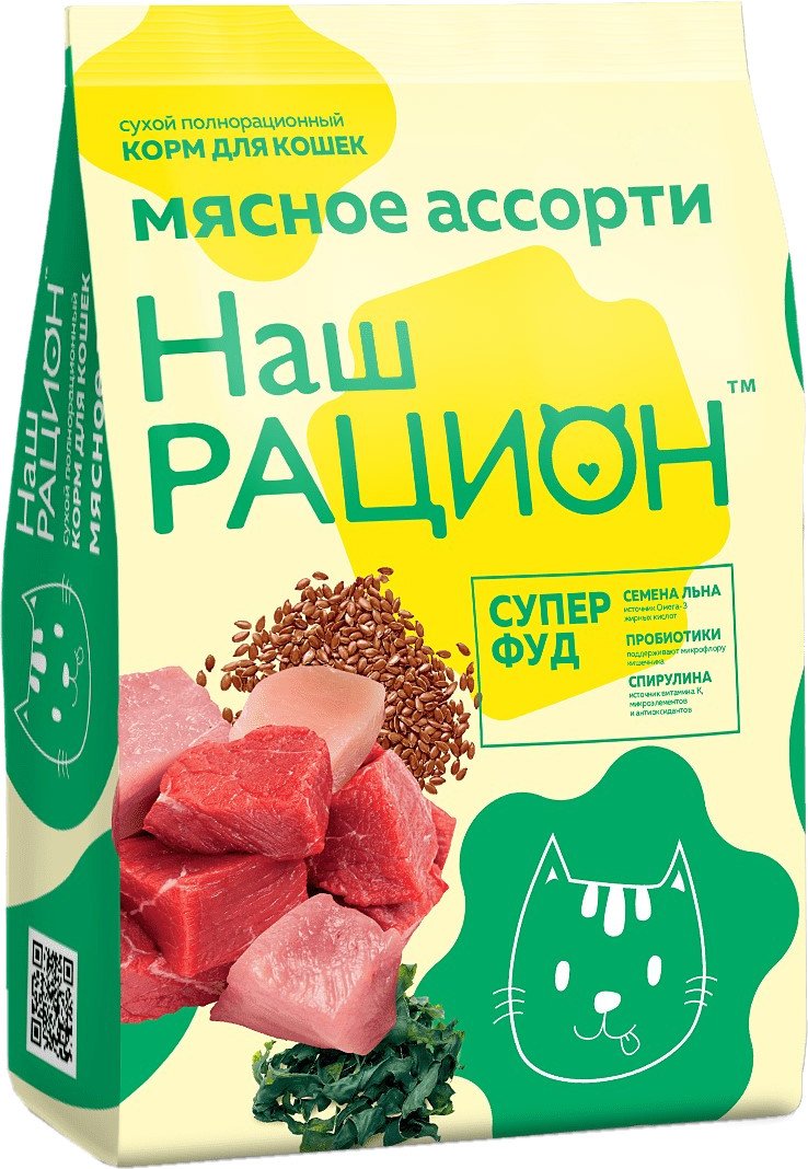 

Лакомство для кошек Наш рацион Для взрослых кошек мясное ассорти (1.5 кг)