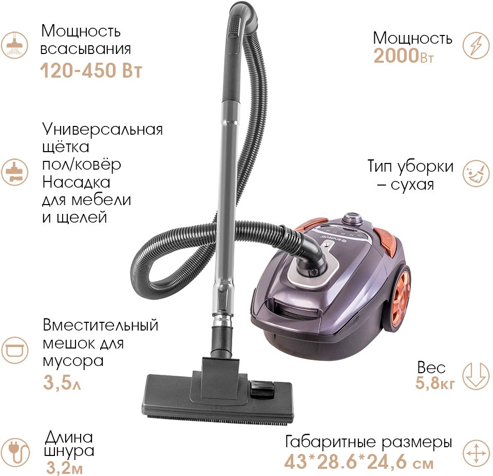 

Пылесос Endever SkyClean VC-250 (серый/фиолетовый)