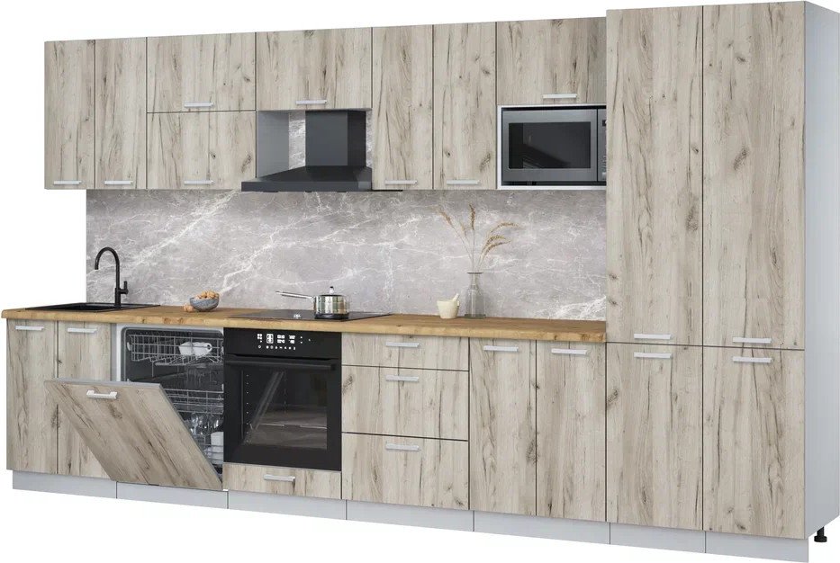 

Готовая кухня Интерлиния Мила Лайт 3.8-ПМ2 (дуб серый/дуб серый/дуб бунратти)