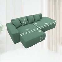 Угловой диван Лига диванов Лига-065 левый 129801L (рогожка амур 11 зеленый)