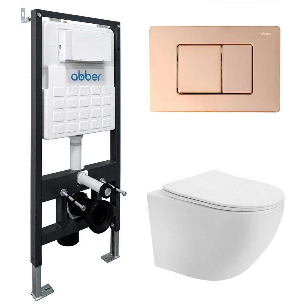 

Унитаз подвесной Abber Bequem AC1100T-AC0105-AC0120RG (с кнопкой смыва)