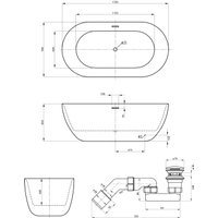 Ванна Wellsee Chic Riviera 170x76 23680501R (отдельностоящая ванна с подсветкой белый глянец, экран, ножки, сифон-автомат хром)