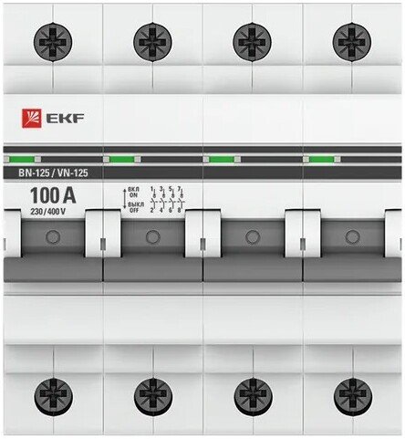 

Выключатель нагрузки EKF PROxima 4P 100А ВН-125 SL125-4-100-pro
