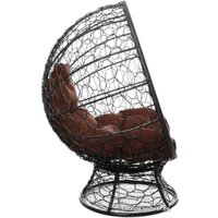 Кресло M-Group Кокос на подставке 11590305 (серый ротанг/коричневая подушка)