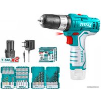 Ударная дрель-шуруповерт Total TOSLI23022 (с 2-мя АКБ, набор оснастки)