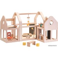 Кукольный домик Plan Toys Двухсекционный с мебелью 7611