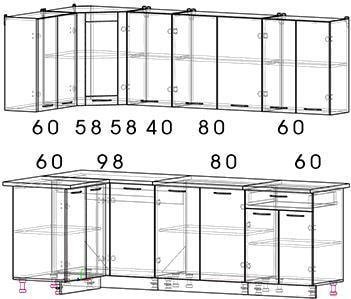 

Готовая кухня Интерлиния Мила 12x24 (дуб белый/дуб серый)