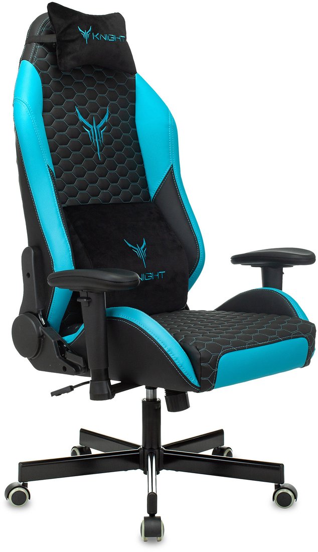 Игровое (геймерское) кресло Бюрократ Knight Neon (черный/голубой экокожа)