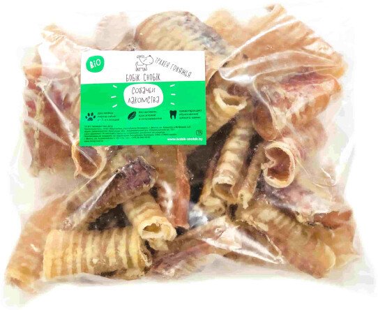 

Лакомство для собак Бобик Снобик Трахея говяжья резаная 1 кг
