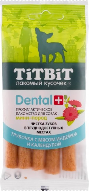 

Лакомство для собак TiTBiT Dental+ Трубочка с мясом индейки и календулой 18 г