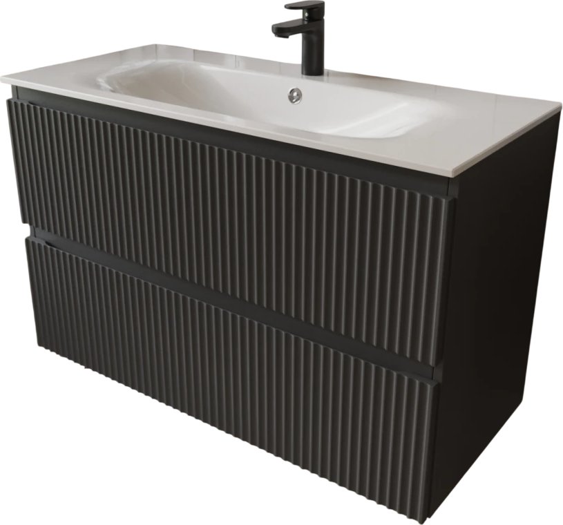 TERMINUS Тумба с умывальником Сицилия 100x62x45 с 2 ящиками SIC101002701601O (графит)