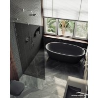 Душевая стенка MaybahGlass 195x79 MGD-698-5у (графитовое стекло/хром матовый)