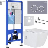 Cube bidet в комплекте с инсталляцией StounFix Dual Fresh 6 в 1 966127 (кнопка: серый бетон)