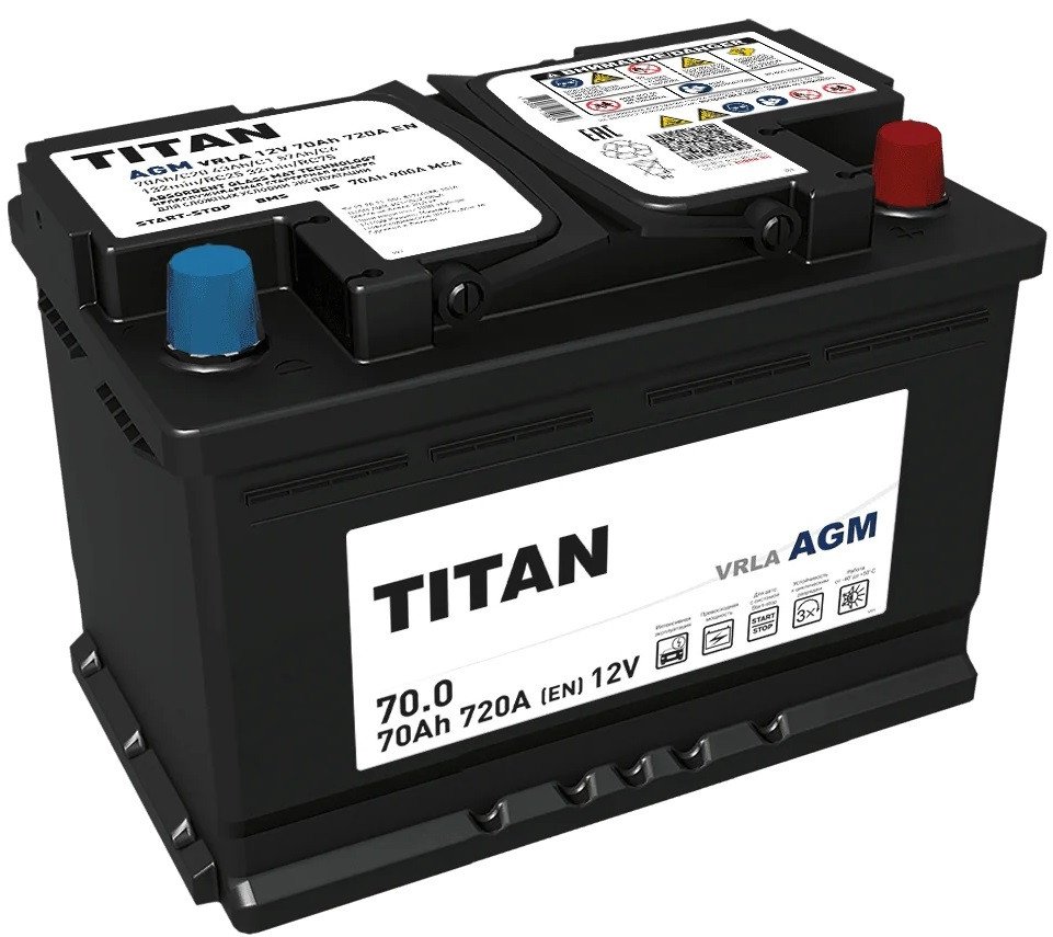 Автомобильный аккумулятор Titan AGM R+ (70 А·ч)
