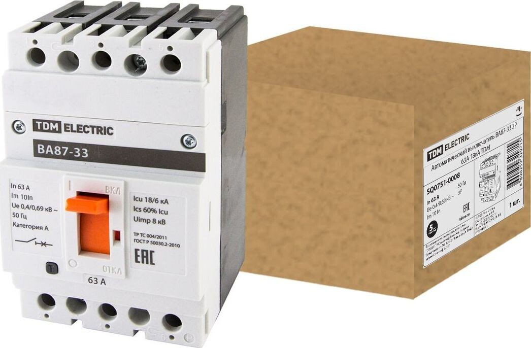 

Выключатель автоматический TDM Electric ВА87-33 3Р 63А 18кА SQ0751-0008
