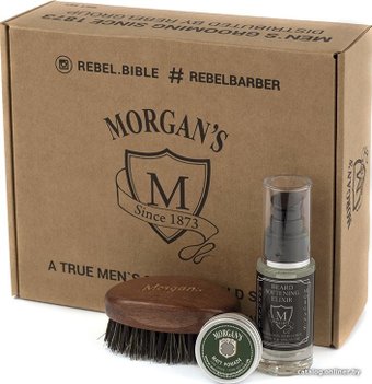 Подарочный набор Morgan’s Подарочный набор эликсир + щетка для бороды и усов с тестером