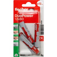 Дюбель универсальный Fischer DuoPower 12 x 60 K NV 537654 (4 шт)