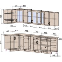 Готовая кухня Интерлиния Мила Крафт 1.2x3.1 (дуб королевский)