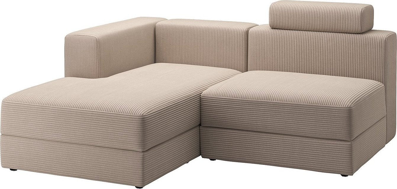 Модульный диван Ikea Jattebo левый с изголовьем/самласа серо-бежевый s79490091