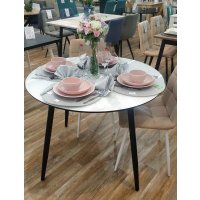 Кухонный стол Элементика Милтон 1000 (белый мрамор/черный кварц/черный)