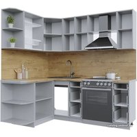 Готовая кухня Интерлиния Берес 1.5x2.1 левая (дуб полярный/серый каспий)