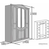 Шкаф распашной Мебельград Верона 4-х дверный 190x58x230 (капучино/кофе)