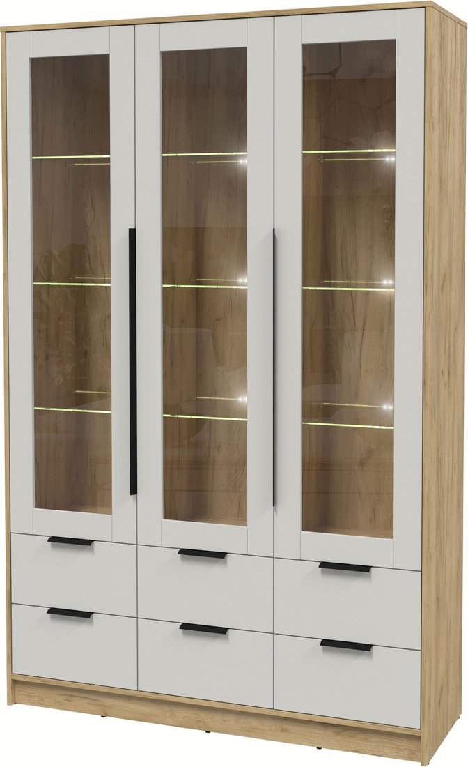 

Шкаф-витрина Интерлиния Концепт КТ-ШВ3 с подсветкой (персидский жемчуг/дуб золотой)