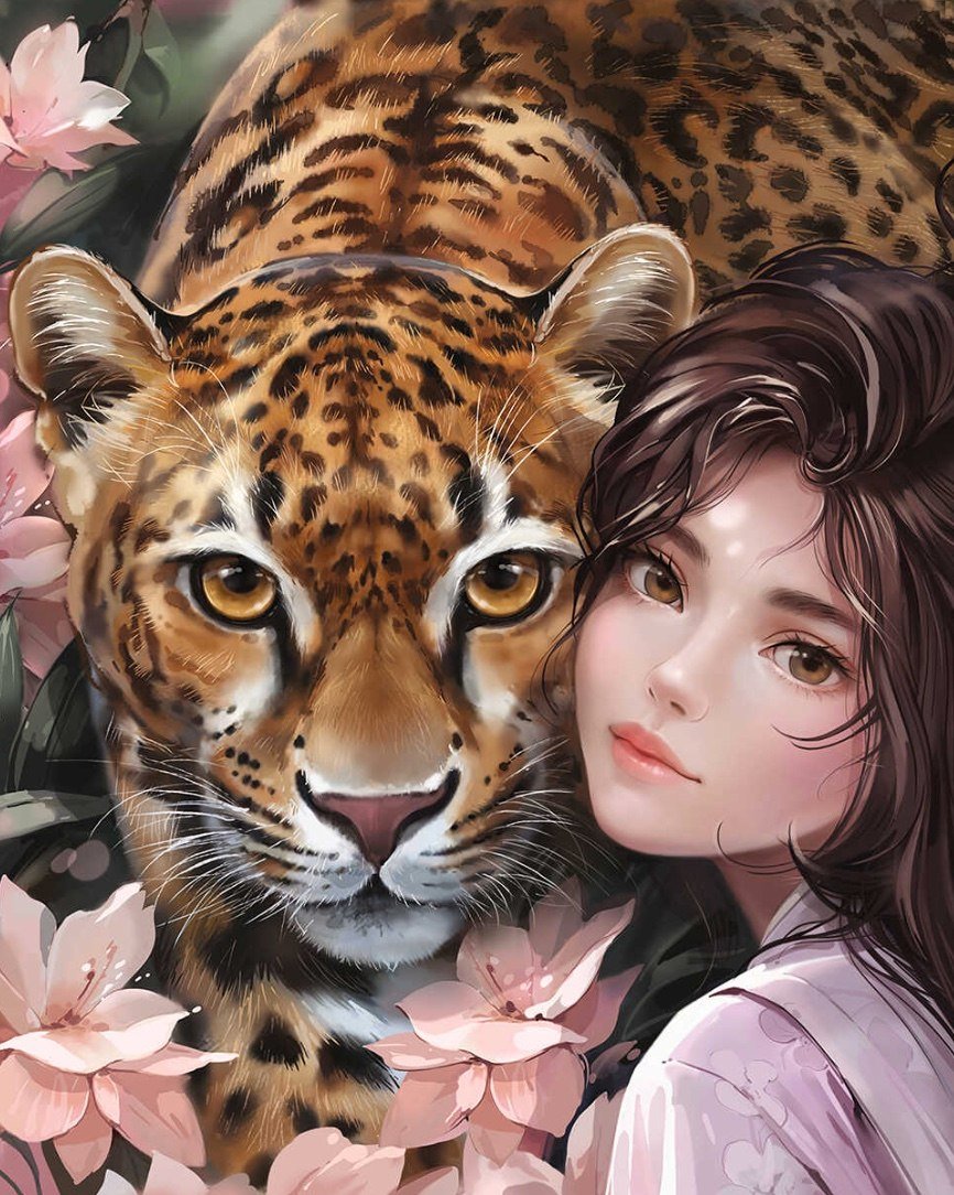 

Алмазная мозаика Феникс+ Девушка и леопард 70861