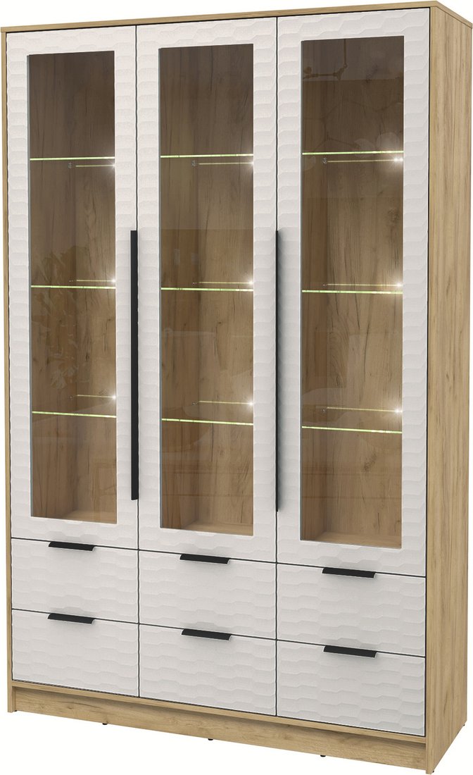 

Шкаф-витрина Интерлиния Концепт Зодиак КТ-ШВ3 с подсветкой (дуб золотой/кашемир)