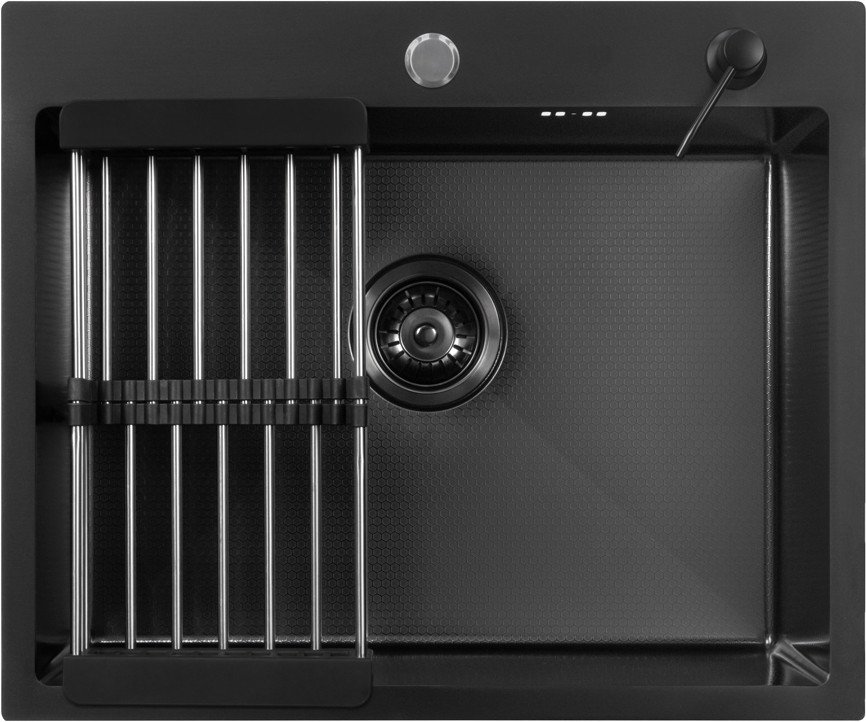 Кухонная мойка Aquaforta 600*500, коландер, дозатор BLACK DECOR