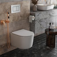 Унитаз подвесной Roxen Simple compact в комплекте с инсталляцией StounFix Dual Fresh 6 в 1 968486 (кнопка: сатин)