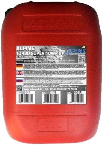 

Моторное масло Alpine Turbo Super 10W-40 20л